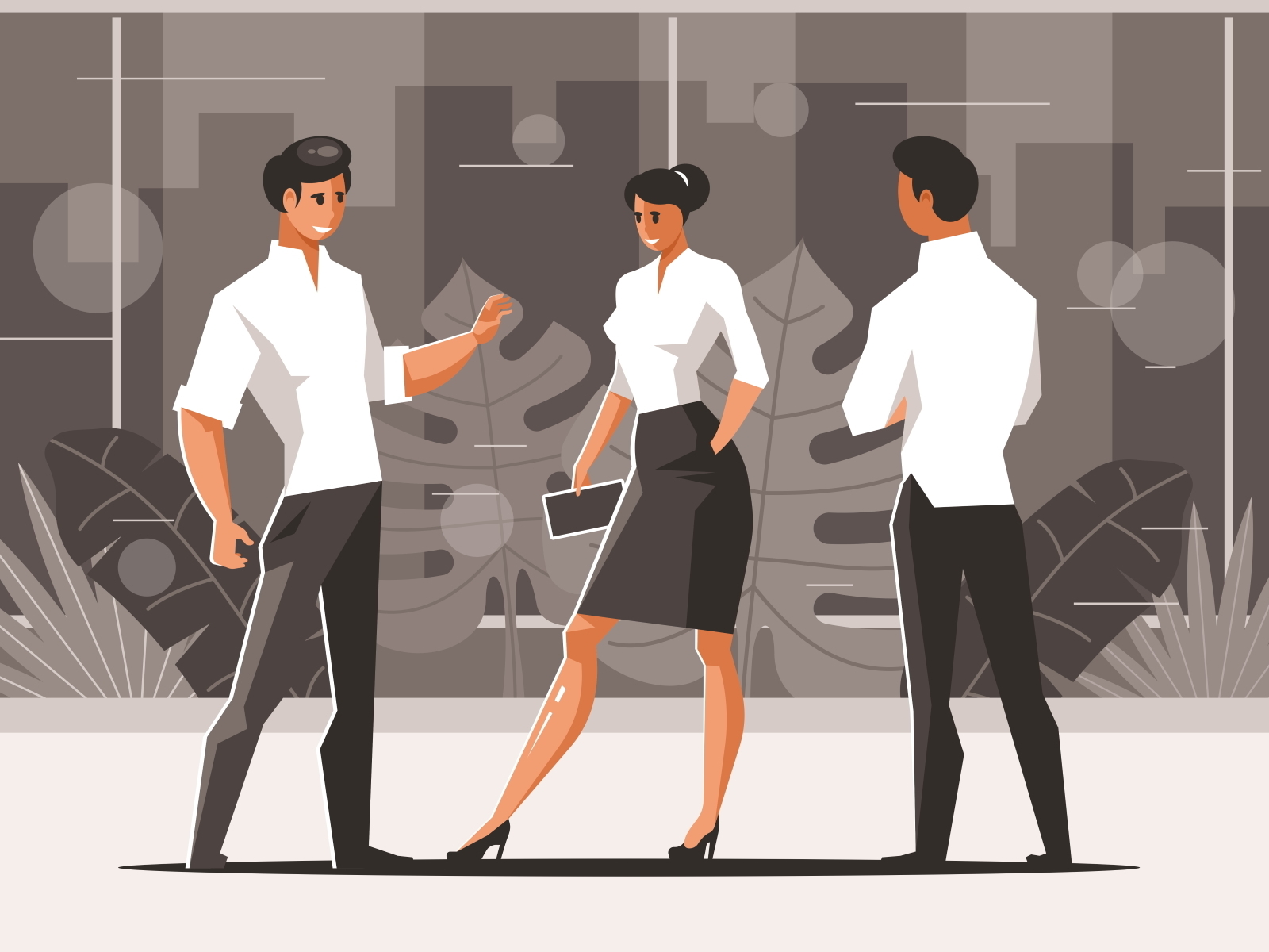 Three talking office workers by Ilya Sedykh on Dribbble