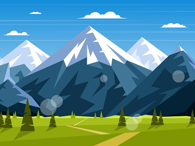 Mountain landscape at sunrise alps beautiful branches carpathian clouds extreme fences forest grass high hiking illustration landscape mountain range rock sky summer travel vector