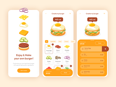 Calories Burger - UI Mobile App app application burger calories company custom delivery digital fastfood food fun graphic design illustration mobile restaurant shop simple tablet ui ux