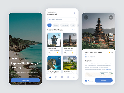 Travel UI Mobile App adventure app application bali booking card explore journey mobile mobile app order tourism travel travel app traveler travelling trip ui ux vacation