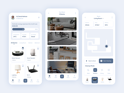 Smart Home - UI Mobile App app application clean device electronic home home automation house minimal mobile mobile app mobile app design mobile design remote smart smart device smart home technology ui ux
