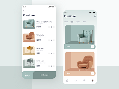 Furniture page UI app ui ux 插图 设计