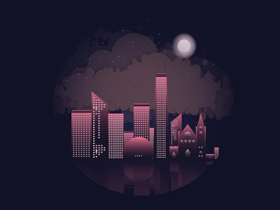 Night Cityscape chicago chicagoskyline city illustration cityscape design illustration night skyline vector