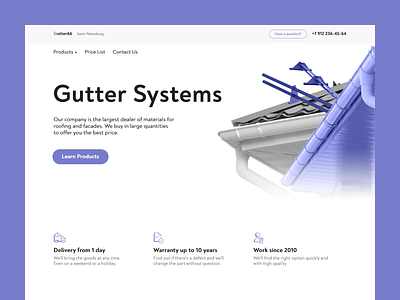 Gutter Systems Landing Page Main Screen