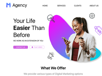 Marketing Agency branding browser clean design landing marketing page ui ux web