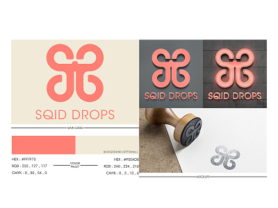 Visual Identity for Sqid Drops branding design flat illustration