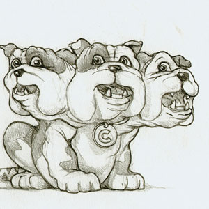Oh Yes! cerberus concept animal cerberus concept dog funny pencil sketch