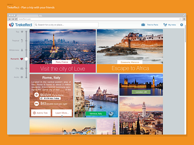 Trekeffect Explore app destination flat location tour tourism trek web website