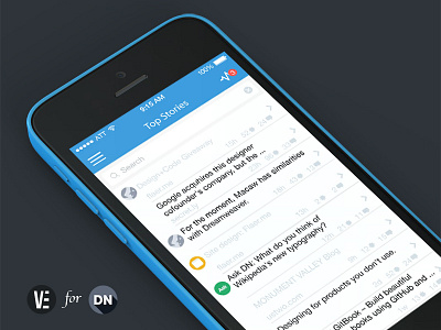 Designer News for iOS designer dn flat home ios7 iphone news screen tableview