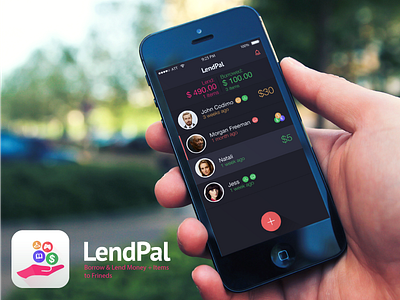 LendPal app dark finance flat ios iphone money profile table