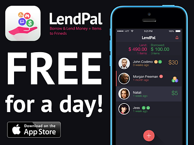 LendPal - FREE FOR A DAY! app borrow design finance flat free freebie iphone lend money