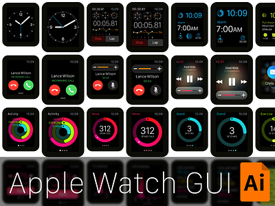 Vector Apple Watch GUI apple free freebie gui illustrator ios8 resources template vector watch
