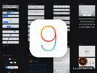 Free iOS9 Vector GUI Template for Illustrator ai freebie illustrator ios ios9 ipad iphone template ui ux vector
