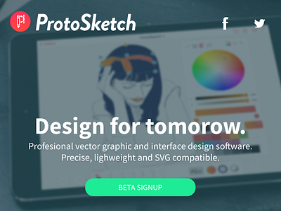 Protosketch - Landing Page app design ipad landing page prototype site ui ux vector web