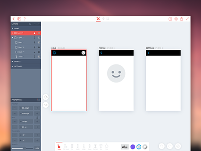 WIP - Artboards and Sidebar app artboards design layers protosketch prototyping sidebar tool ui ux
