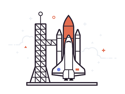Space Shuttle discovery doodle drawing flat illustration plans pricing rocket space startup