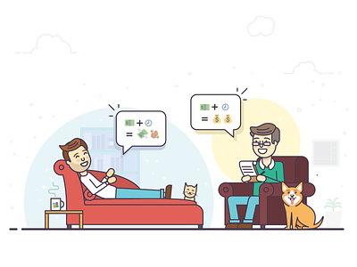 Therapist - Illustration for client analysis art character couch emoji flat icons illustration psycho therapist