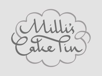 Milli’s Cake Tin cake calligraphy decorative flourish logo