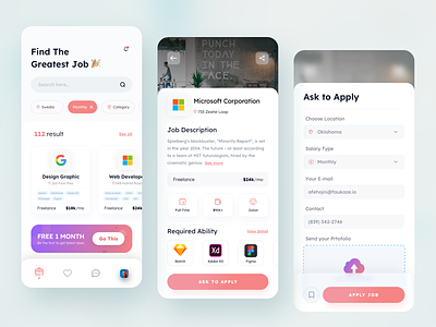 Damel - Job Finder mobile app form indonesiadesigner indonesian job finder jobs purple ui work