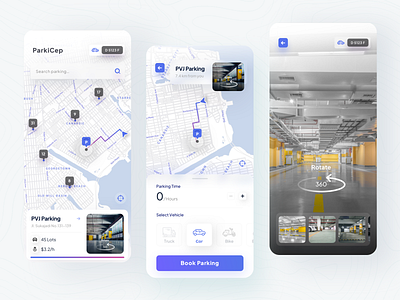 ParkiCep - Parking space finder app 360 bike car finder app finding indonesia indonesiadesigner location lots maps mobile app parking parking app rotate search sketch space truck vehicle