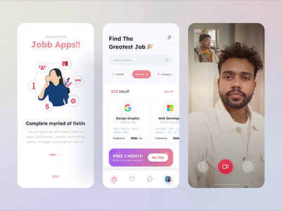 Damel - Job Finder mobile app (prototype - animations) animation finder jobs people sketch ui kit work working