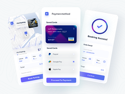 ParkiCep - Parking space finder app - Payment method app booking clean finder freelancer indonesian maps method money park parking payment saved sketch space success time ui ui kit vehicle