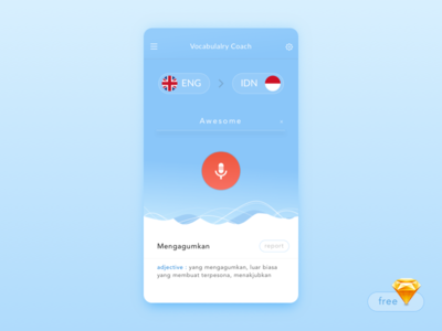 Vocabulary Coach app free sketch freebie mobile app sketch translation ui user interface vocabulary
