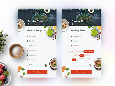 Dinning Category drink eat food food ordering list meal mobile app order order online restaurant search sketch