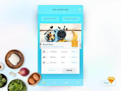 Free Sketch "Day Nutrition" mobile app design