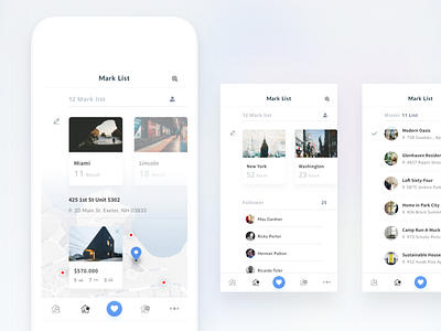Mark List Screen clean edit home ios location maps mark list mobile app property real estate ui kit