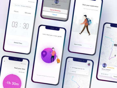 "TuTour" Tour guide finder 2019 trend bandung clean find finder freelancer guide illustration indonesian ios mobile app product design sketch timer tour tourism tracker tracking app ui kit vector