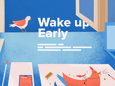 Wake Up Infographic bird blue chicken colorful design early bird fun illustraion illustration illustration art infographic infographics morning pink texture ui vector vectors wakeup