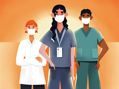 New Era for Healthcare Workers Illustration colorful covid covid19 doctor doctors health healthcare hospital illustration illustration art mask nurse pandemic practitioner sunrise sunset vector