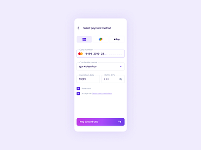 Credit Card Checkout | DailyUI #002 app bank blue credit creditcard dailyui design flat minimal ui ux violet