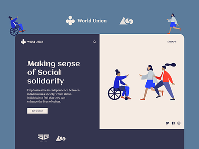 Landing page for World Union branding colors illustration logo minimal typography ui ux web webdesign