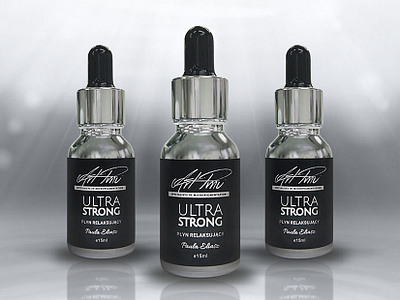 Art Pmu Ultra Strong package black bottle bottles branding cosmetic cosmetics label medical medicine package packaging print silver typogaphy