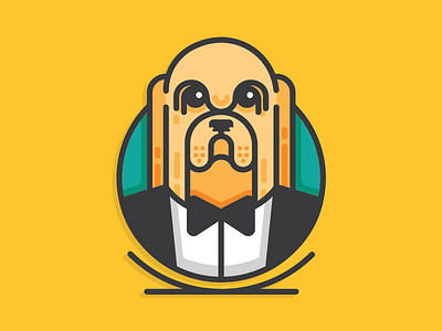 Teebo badge dog fancy dog icon line