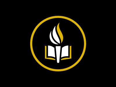 Book & Torch WIP icon line logo mark