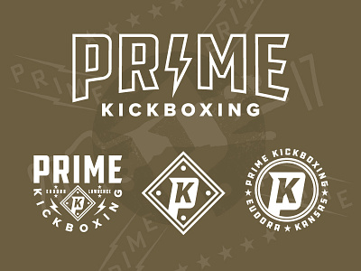 Prime Kickboxing badge hardware hiyah identity identity system kickboxing logo mark martial arts type