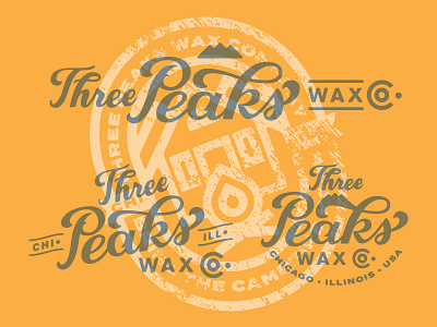 Three Peaks Wax Co. badge candles identity identity system lettering logo wax