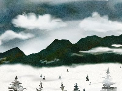 "Fog Valley" (2020) apple pencil 2 clouds digital art fog ipad art mountains mywork sky trees