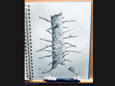 Totem (2019) ancient drawing graphite pencil mechanical pencil sketch totem tree