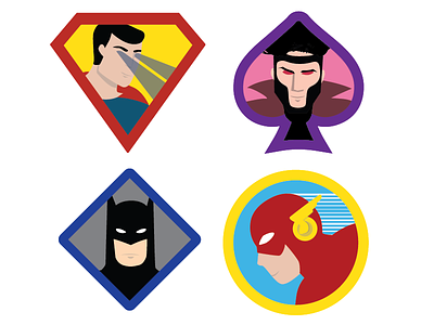 Super-Hero Badges badge icon illustration super hero vector