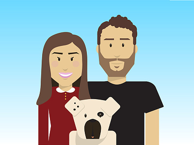 Couple and a dog - illustration couple dog illustration illustrator minimalist vector