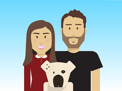 Couple and a dog - illustration