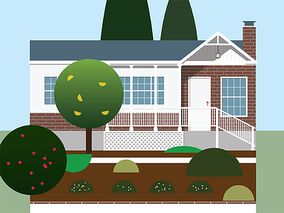 My little home flat house illustration illustrator tree vector