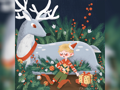 Sweet dream on Christmas artstudio pro christmas deer dream gifts illustrate illustration illustration for kids ipad painting ipad pro merry christmas