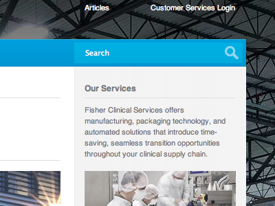 Fisher Clinical Services Re Design align blue clean column fcs grid search simple website