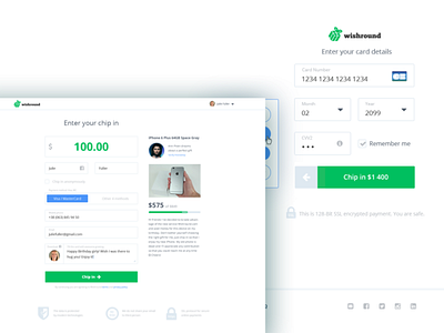 Wishround Chip in Page design payment ui ux web webpage