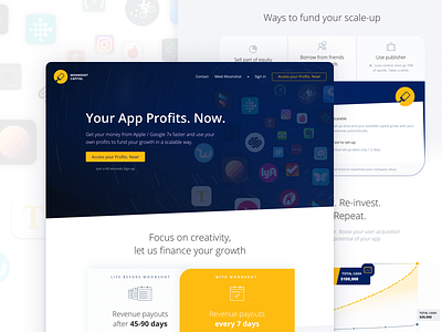Moonshot – Get your Money from Apple / Google 7x Faster app moonshot payments ui ux web
